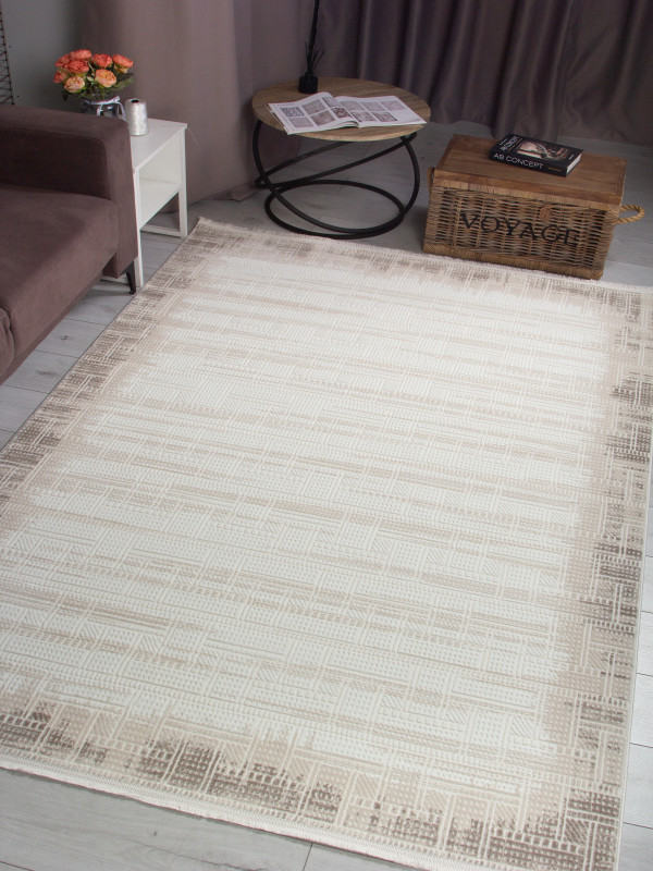 Ковер 00020B - BEIGE / WHITE - Прямоугольник - коллекция ADALIN