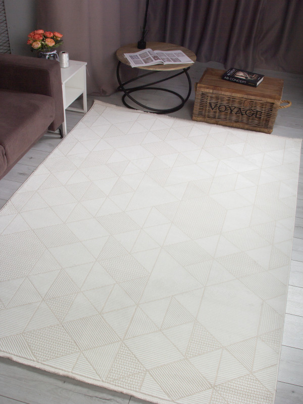 Ковер 00023A - BEIGE / WHITE - Прямоугольник - коллекция ADALIN
