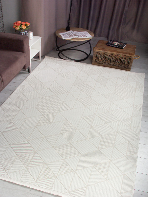 Ковер 00023A - BEIGE / WHITE - Прямоугольник - коллекция ADALIN