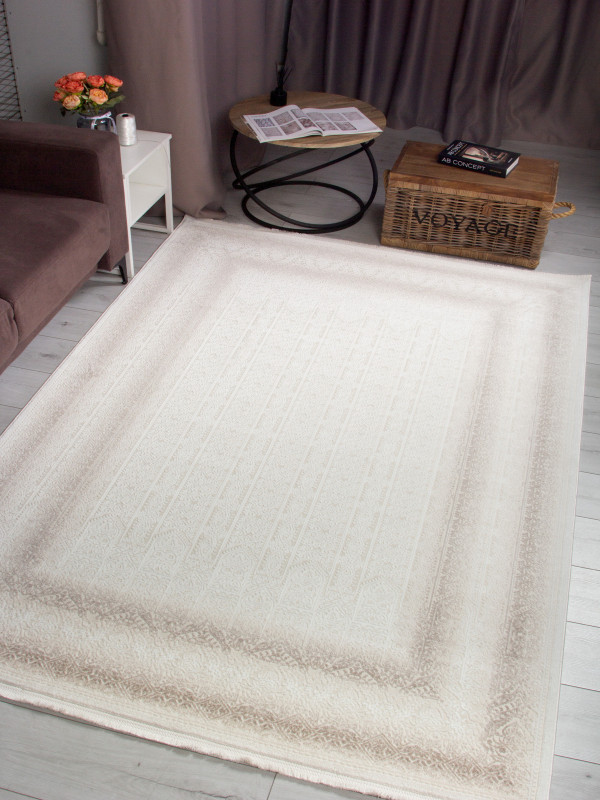 Ковер 00086A - WHITE / L.BEIGE - Прямоугольник - коллекция ADALIN