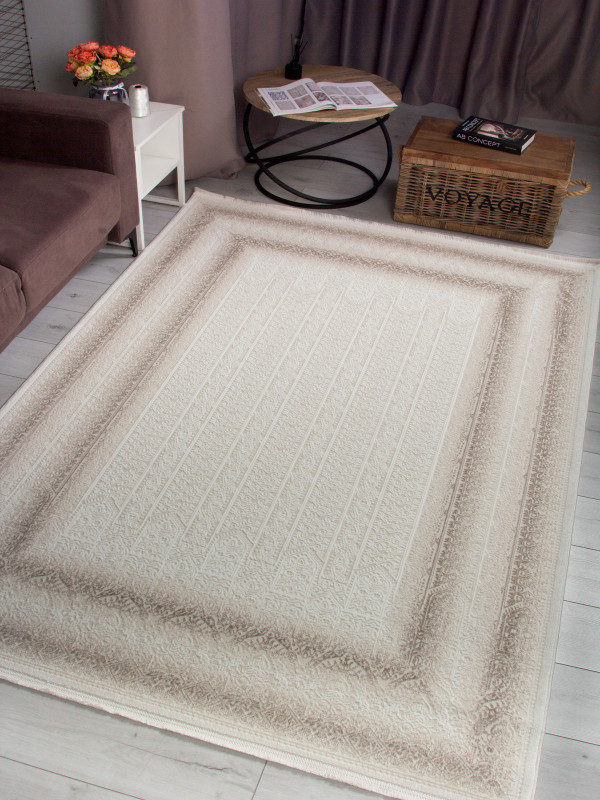 Ковер 00086A - WHITE / L.BEIGE - Прямоугольник - коллекция ADALIN