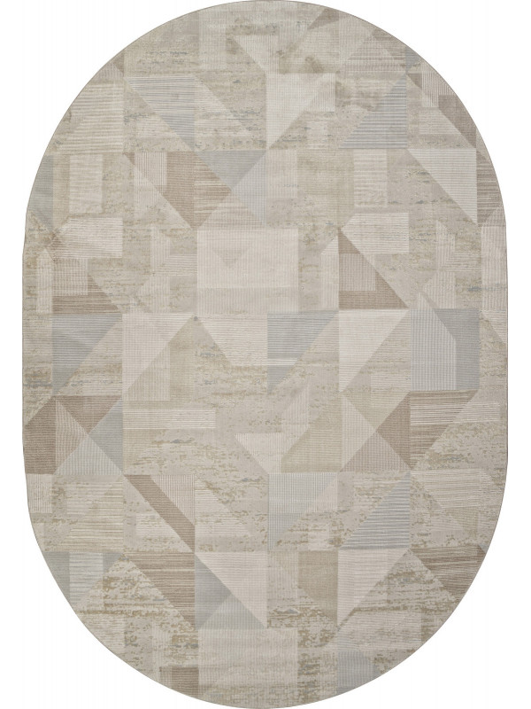 Ковер F416AD - BEIGE / L.BROWN - Овал - коллекция AFINA