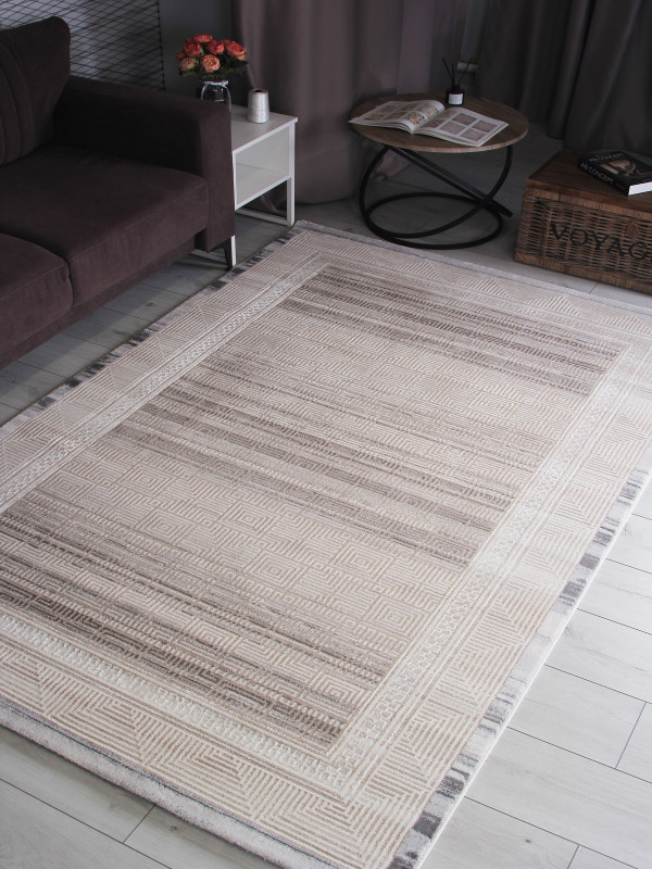 Ковер 9247A - S.BEIGE / P.WHITE - Прямоугольник - коллекция AMELI