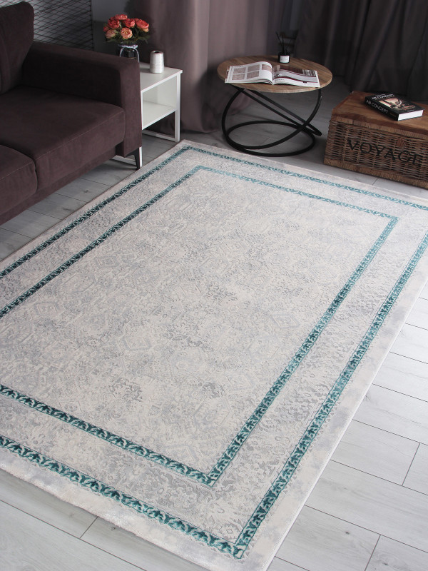 Ковер 9255A - S.L.GREY / P.TURQUOISE - Прямоугольник - коллекция AMELI