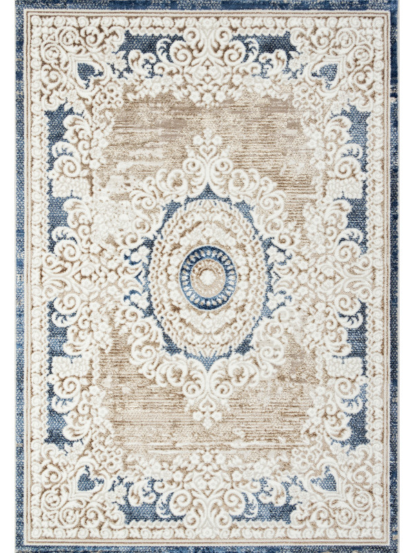 Ковер O1701 - 630 CREAM / BLUE - Прямоугольник - коллекция ANTEP