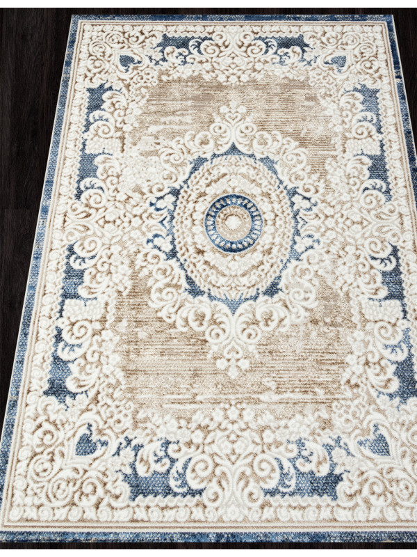 Ковер O1701 - 630 CREAM / BLUE - Прямоугольник - коллекция ANTEP