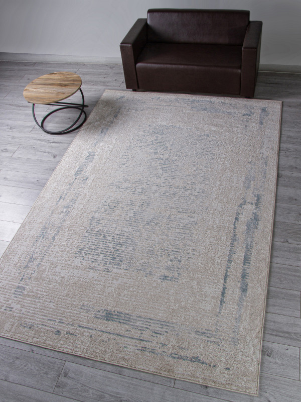 Ковер F328 - BEIGE-BLUE 2 - Прямоугольник - коллекция DONA