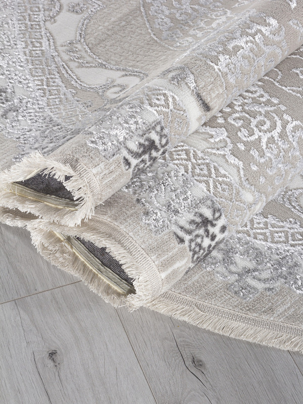 Ковер Q010A - CREAM SHRINK / GREY FDY - Овал - коллекция EFSAN