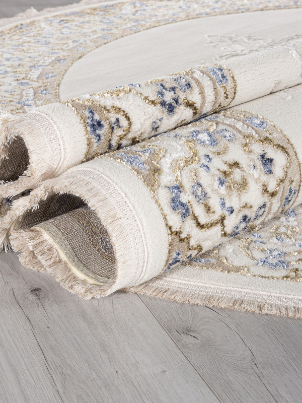 Ковер 27236A - CREAM / BLUE - Овал - коллекция ESSA