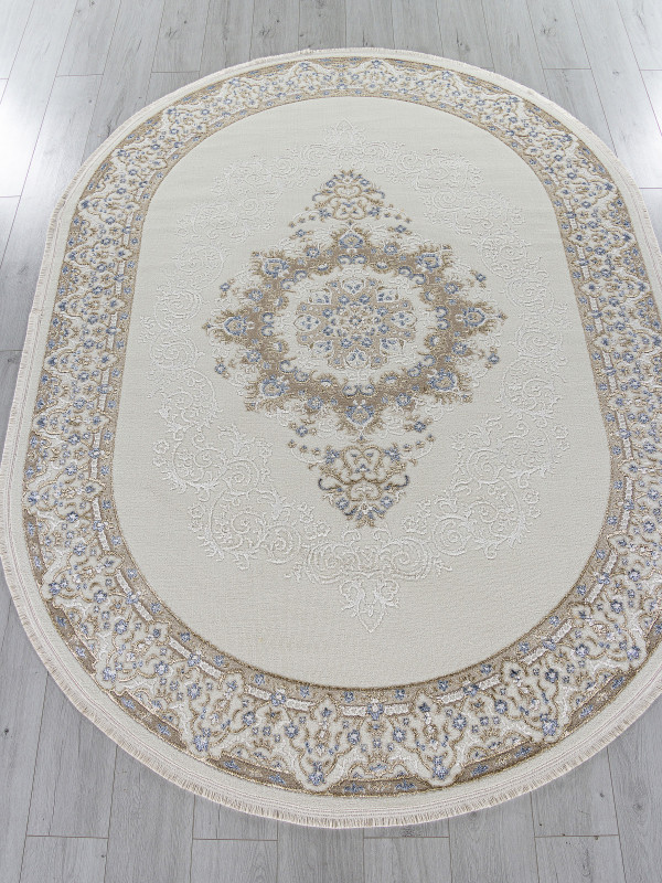 Ковер 27236A - CREAM / BLUE - Овал - коллекция ESSA