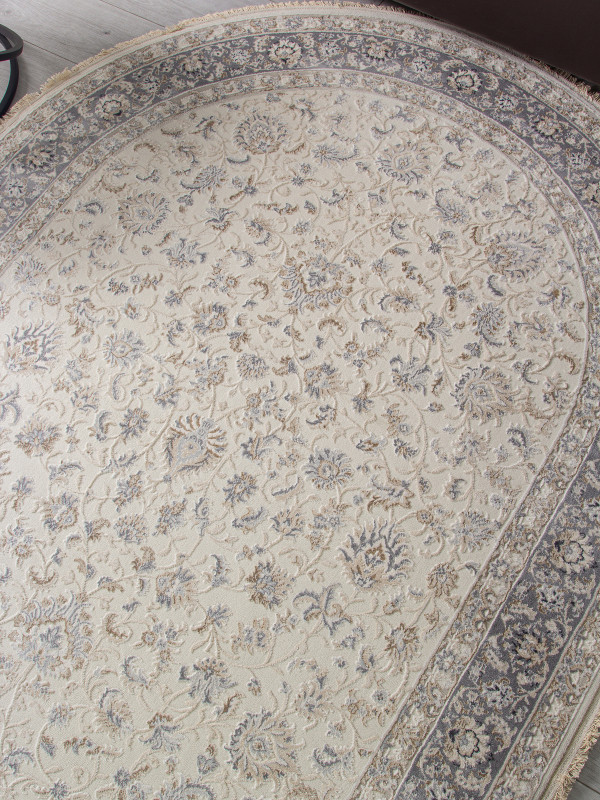 Ковер 35831Z - CREAM / L.GREY - Овал - коллекция Jasmine