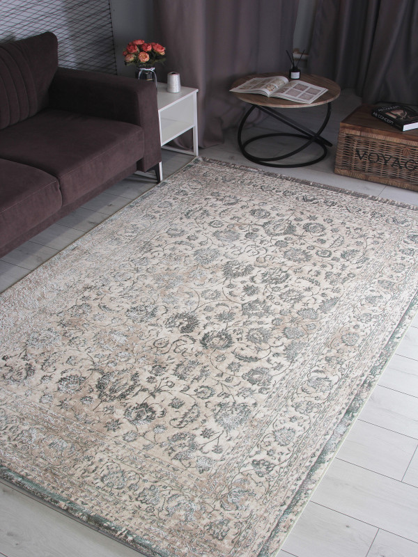 Ковер 8504A - S.WHITE / P.GREEN - Прямоугольник - коллекция LILY