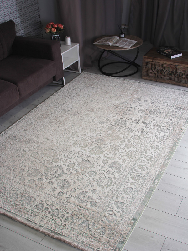 Ковер 8504A - S.WHITE / P.GREEN - Прямоугольник - коллекция LILY