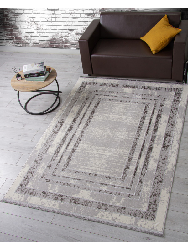 Ковер 1634G - GREY / GREY - Прямоугольник - коллекция LORA