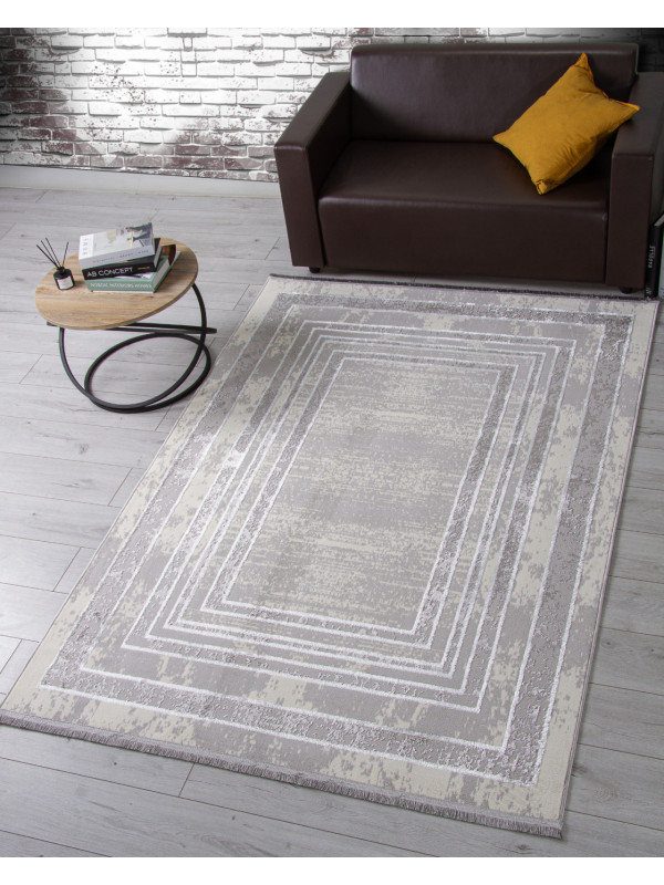Ковер 1634G - GREY / GREY - Прямоугольник - коллекция LORA