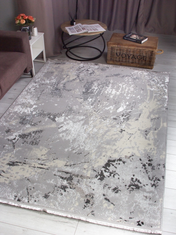 Ковер 7402G - GREY / GREY - Прямоугольник - коллекция LORA