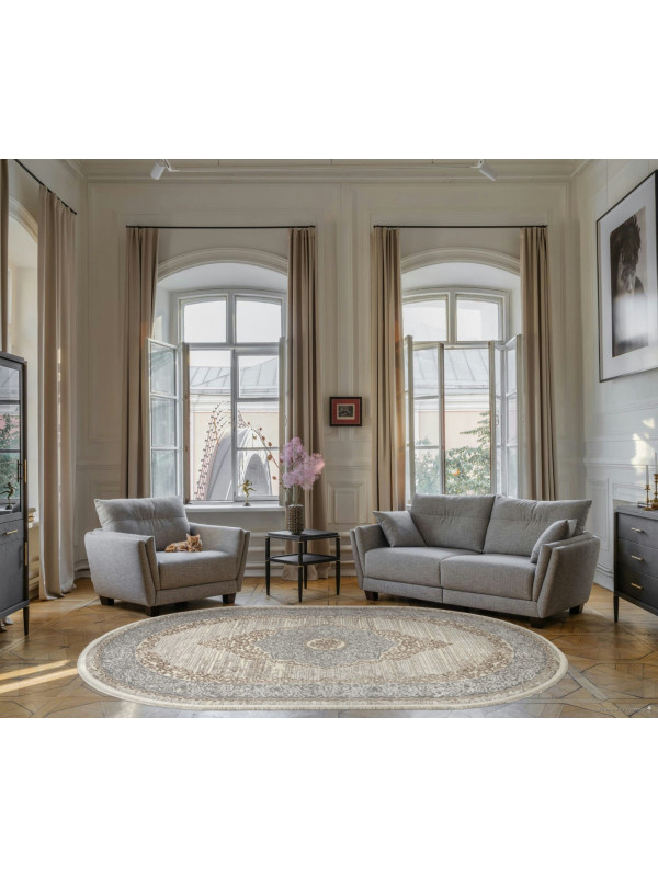 Ковер 26913A - GRY / D.BEIGE - Овал - коллекция MARMARIS