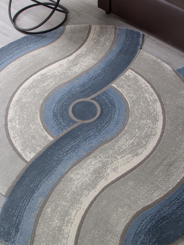 Ковер 00836T - GREY / BLUE - Круг - коллекция SAFIR