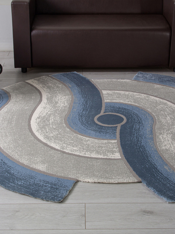 Ковер 00836T - GREY / BLUE - Круг - коллекция SAFIR
