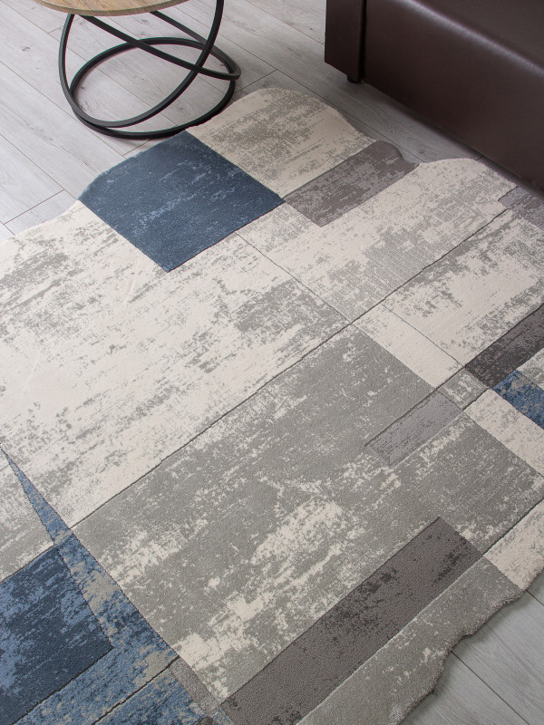 Ковер 00838T - GREY / BLUE - Прямоугольник - коллекция SAFIR