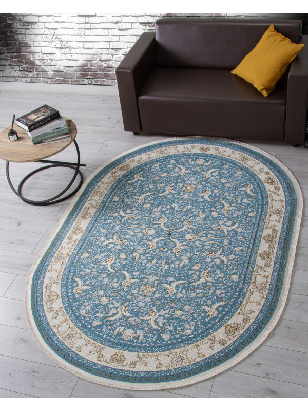 Ковер M101B - BLUE SHIRINK / BLUE SHIRINK - Овал - коллекция ZARINA