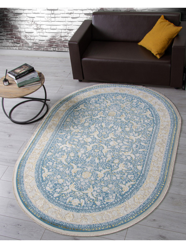 Ковер M101B - BLUE SHIRINK / BLUE SHIRINK - Овал - коллекция ZARINA