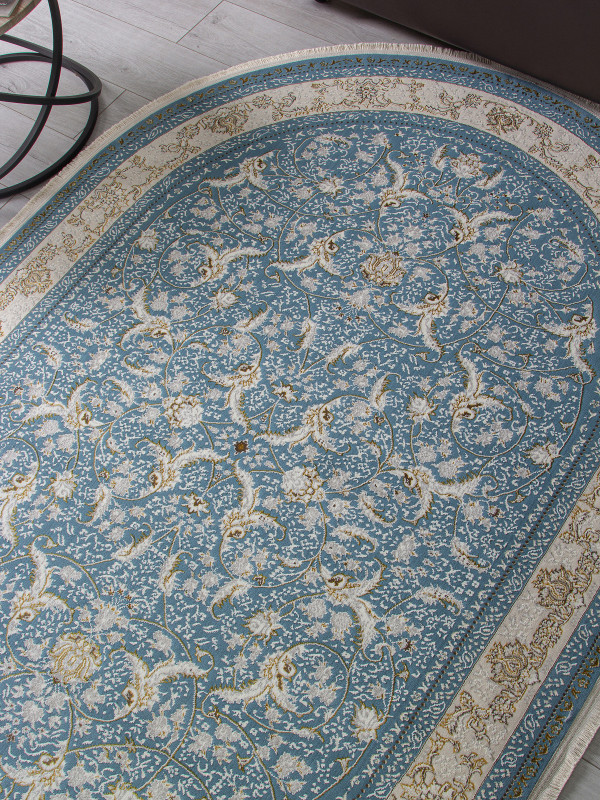 Ковер M101B - BLUE SHIRINK / BLUE SHIRINK - Овал - коллекция ZARINA