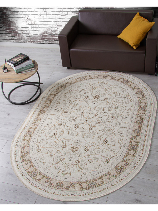 Ковер M101B - CREAM / CREAM - Овал - коллекция ZARINA