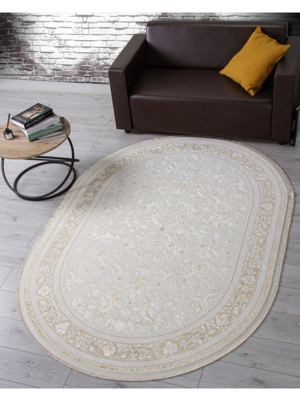 Ковер M101B - CREAM / CREAM - Овал - коллекция ZARINA