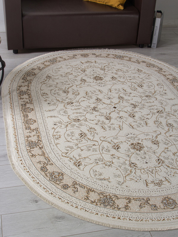 Ковер M101B - CREAM / CREAM - Овал - коллекция ZARINA