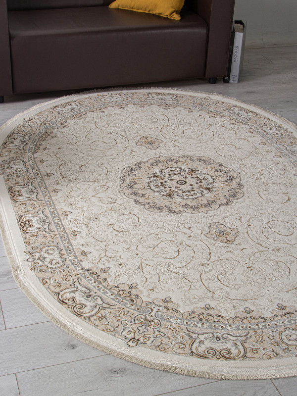 Ковер M107A - CREAM / CREAM - Овал - коллекция ZARINA