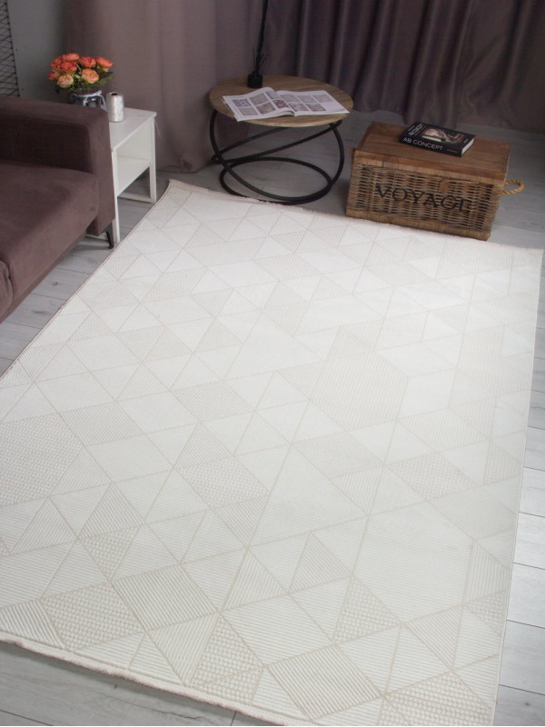 Ковер 00023A - BEIGE / WHITE - Прямоугольник - коллекция ADALIN