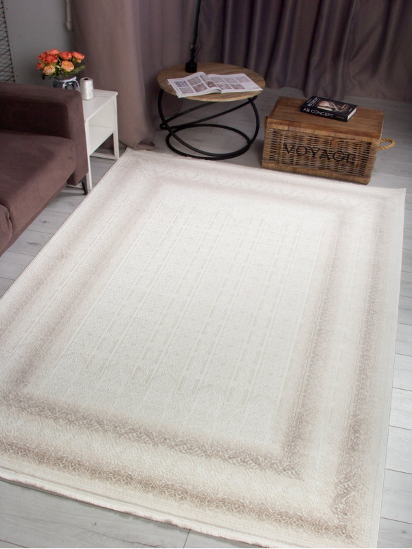 Ковер 00086A - WHITE / L.BEIGE - Прямоугольник - коллекция ADALIN