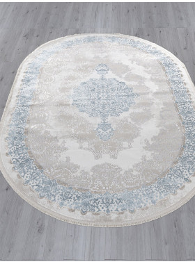 Ковер L270A - CREAM SHRINK / BLUE FDY - Овал - коллекция EFSAN 0,8x1,5 м