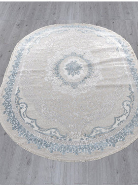 Ковер Q010A - CREAM SHRINK / BLUE FDY - Овал - коллекция EFSAN 1,6x2,3 м