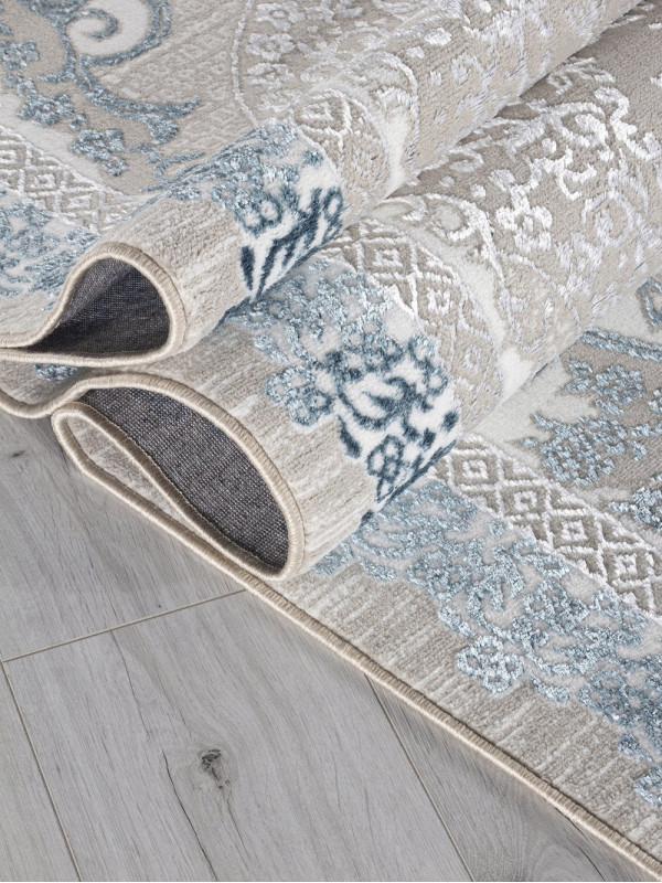 Ковер Q010A - CREAM SHRINK / BLUE FDY - Прямоугольник - коллекция EFSAN
