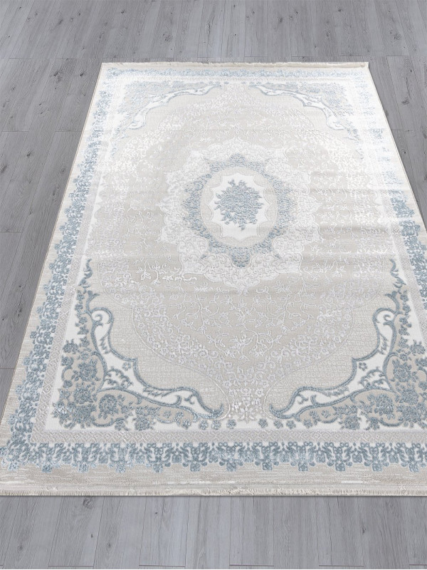 Ковер Q010A - CREAM SHRINK / BLUE FDY - Прямоугольник - коллекция EFSAN