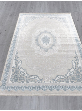 Ковер Q010A - CREAM SHRINK / BLUE FDY - Прямоугольник - коллекция EFSAN 3x5 м
