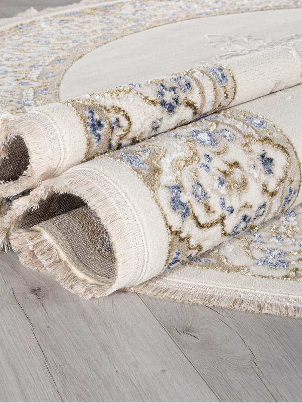 Ковер 27236A - CREAM / BLUE - Овал - коллекция ESSA