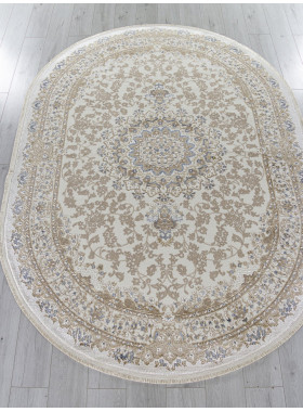 Ковер 27239A - CREAM / BLUE - Овал - коллекция ESSA 0,7x1,4 м