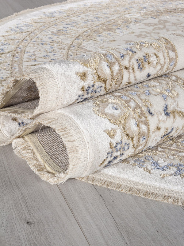 Ковер 27239A - CREAM / BLUE - Овал - коллекция ESSA