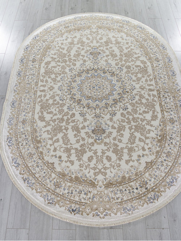 Ковер 27239A - CREAM / BLUE - Овал - коллекция ESSA