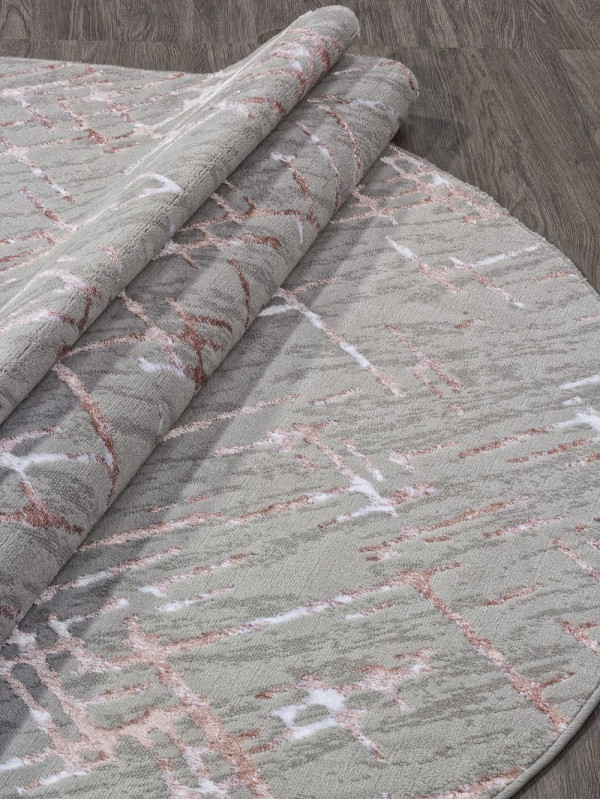 Ковер F164 - GRAY-PINK - Овал - коллекция LIMAN