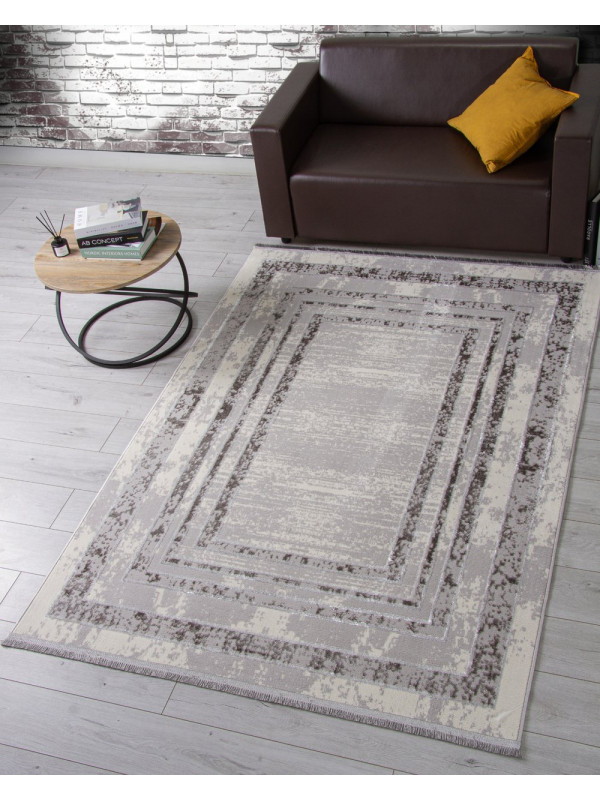 Ковер 1634G - GREY / GREY - Прямоугольник - коллекция LORA