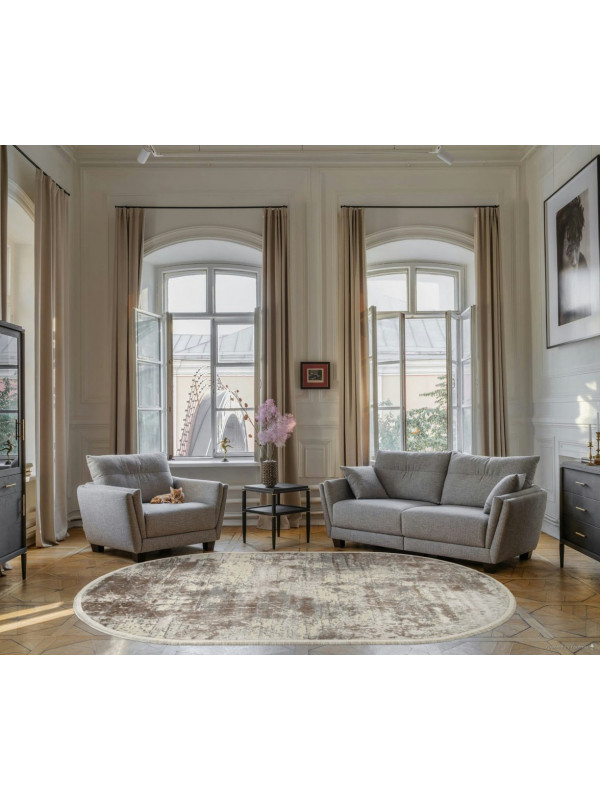 Ковер 26925A - GRY / D.BEIGE - Овал - коллекция MARMARIS