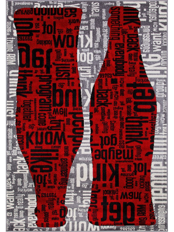 Ковер C081 - GRAY-RED - Прямоугольник - коллекция RIO