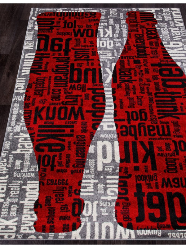 Ковер C081 - GRAY-RED - Прямоугольник - коллекция RIO