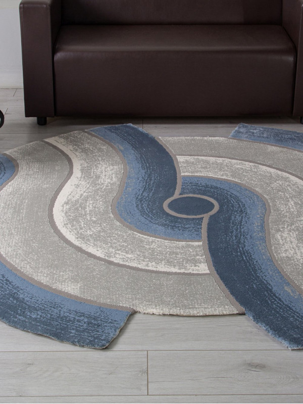 Ковер 00836T - GREY / BLUE - Круг - коллекция SAFIR
