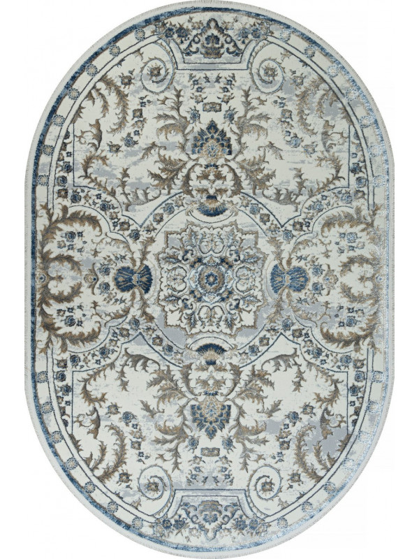 Ковер 00765A - D.BLUE FDY / CREAM HB - Овал - коллекция SAHARA