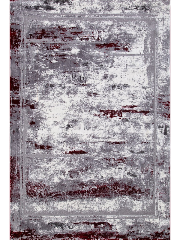 Ковер S107B - KOYU GREY COKEN / RED - Прямоугольник - коллекция SATINE